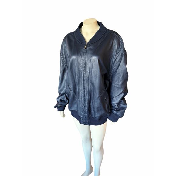 Bally Reversible Blue Suede Leather Bomber Jacket Vintage Sz 46 - Picture 14 of 16